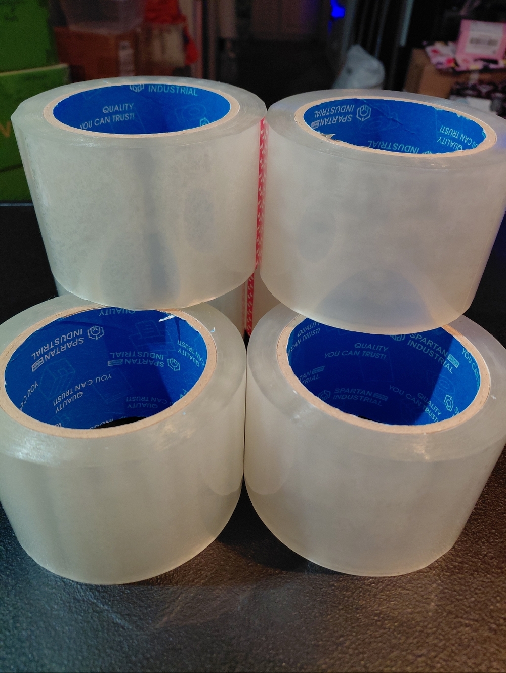 Spartan 3" 2 Rolls Heavy-Duty Clear Packing Tape Bonus: 3 Random Polymailers - Picture 3 of 6